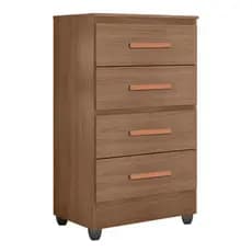 Cômoda para Quarto 4 Gavetas Lisa MDP Carvalho Oak