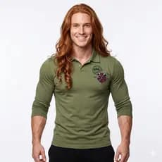 Manga Longa Masculina Gola Polo com Bordado e Brilho