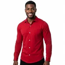 Camisa de Botão Manga Longa Gola Polo Tradicional Viscolycra