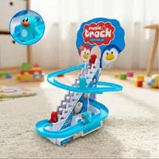 Pista Patinho Brinquedo Musical Escorregador Luz Escada Fofo Azul-celeste