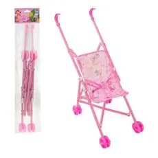 Carrinho de Boneca Dobrável Artkids Infantil Rosa 4 Rodas Plástico
