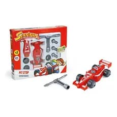 Kit Pit Stop Senninha Com Carrinho F1 De Montar 14 Peça