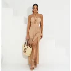 Vestido Feminino Longo em Crochê festa final de ano