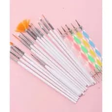 Kit 15 Pincel Gel Uv Acrigel Salão e 5 Pinceis Boleadores Ponta Dupla Decoração De Unha Manicure Pedicure Kit Nail