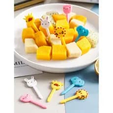 Mini  Garfos / Palitinhos Garfinhos Infantil Para Fruta e Petisco Para Lancheiras e Marmitinhas Crianças Divertido Animais Fofo e bichinhos coloridos - Palitinho- 10 Peças Livre de BPA