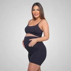 Conjunto Shorts Fitness Suplex Poliamida Gestante Sem Marca Maternidade Enxoval