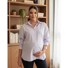 Camisa Camisão Tricoline Gestante Chamise Manga Longa Amamentação Maternidade