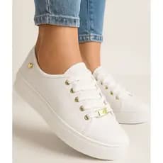Tênis Feminino Pingente Coração Casual Confortável Branco