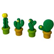 KIT 4 BORRACHAS ESCOLAR INFANTIL DIVERTIDA MINI CACTUS