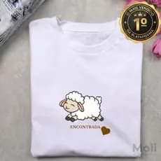 Blusa Evangélica Feminina  Algodão Cristã Moda Básica Camiseta Ovelha Encontrada