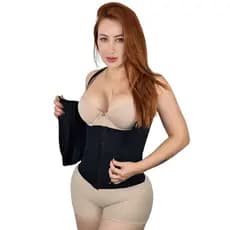 Cinta Modeladora Fitness Redutora Duplo Fecho Alta Compressão 12 Barbatanas M14