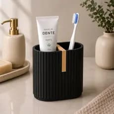 Porta Escovas de Dente Duplo Organizador de Banheiro Design Premium Elegante Bicolor