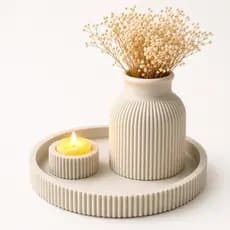 Kit Decorativo Sala Moderna Vaso Decorativo Bandeja Minimalista