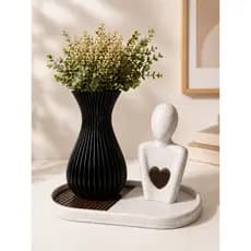 Kit Decoractivo Bandeja Vaso Estátua Decoração Moderna Elegante