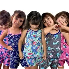 Kit 5 Pijama Infantil Confortavel Baby Dool Roupa de Dormir Infantil Divertida FoFo Dormir Lacinho