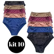 Kit 10 Calcinha Lacinho Conforto Delicada Calçola Plus Size Nao Marca Vestido Feminino Oferta Kit Micro Algodao Senhora