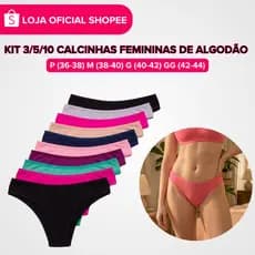 Kit 5/10 Calcinhas Femininas de Algodão – Modelagem Biquíni, Suave e Confortável