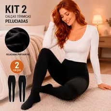 KIT Meia-Calça De Lã Térmica Forrada Peluciada Translúcida Quente Feminina Para Inverno