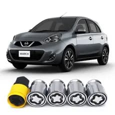 Kit Segurança Trava Parafuso Porca Antifurto De Rodas Para Nissan March 2012 a 2021