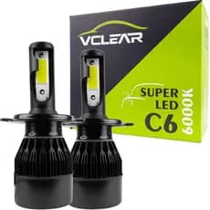 Par Lâmpadas Super Led H1 H3 H4 H7 H8 H9 H11 HB3 HB4 H27 6000K Luz Branca