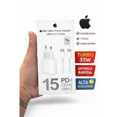Carregador Completo Iphone 15 15 Pro 15 Pro Max iphone 16 e 17 Pro Max Adaptador Caixinha Tomada Fonte 35 + Cabo 35W