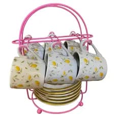 Suporte Porta Xícara de Café e Pires  Premium cor Rosa