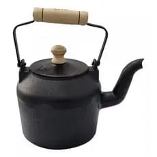 Chaleira Ferro Fundido Com Alça de Madeira Alfa 2l Café Bule Cor Preto