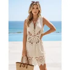 Saida Praia Borboleta/Renda Camisão Feminina Vestido Algodão Bata Chic Elegante Confortavel Regata