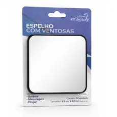 Espelho Quadrado 8,9cm x 8,9cm com Ventosas para Barbear Maquiagem Sobrancelhas para Banheiro Box