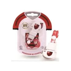 Prendedor de Chupetas Produtos Kids Gol Flamengo Branco Silicone Livre de BPA Com Corrente