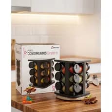Porta Tempero Giratório 12 Potes Organizador de Cozinha 360° Prático
