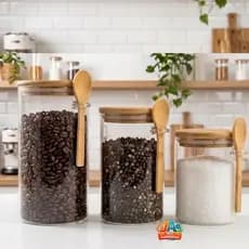 Pote de Vidro Borossilicato com Tampa de Bambu 550ml 750ml 970ml | Avulso ou Kit 3