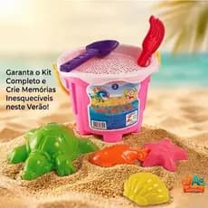 Kit Balde de Praia Completo - 7 Peças com Moldes e Peneira
