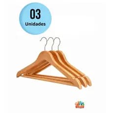 Kit 3 Cabides De Madeira Marfim Premium Reforçado Com Cavas