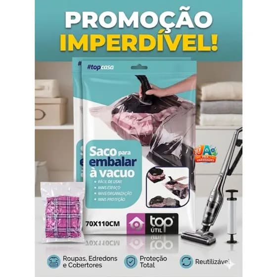 Saco Organizador a Vácuo Gigante (70x110cm) - Kit Organizador Top Útil