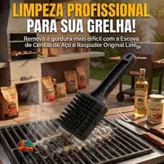 Escova Limpa Grelha Churrasqueira Aço Inox Raspador Premium