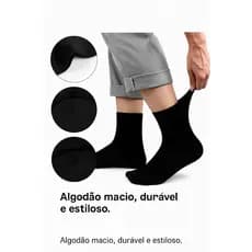MEIA MASCULINA KIT 3,6,9,12,15,18 E 24 PARES MEIAS SOQUETE CANO MEDIO