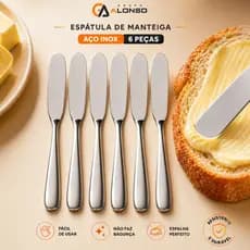 Kit 6 Espátulas para Manteiga em Aço Inox para Patê Geleia Requeijão Margarina Casa Creme de Avelã