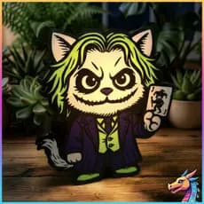 Luminária Coringa Joker Cat Decorativa Colecionavel Geek