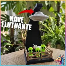 Nave Alienígena Flutuante Magnética com 3 aliens + Vaquinha UFO