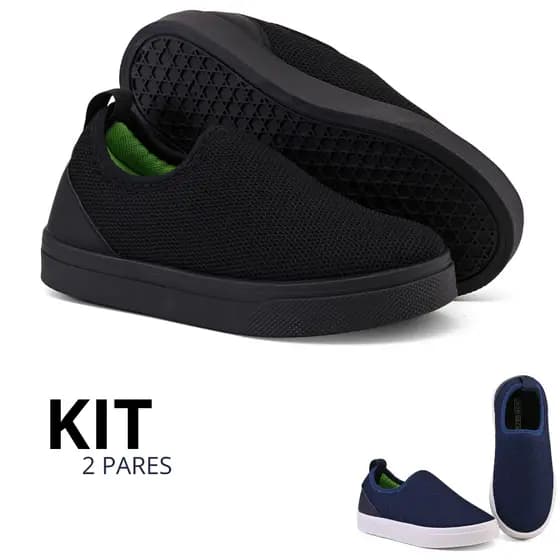 1 Par e 2 Pares Tenis Calce Facil Menino Escolar