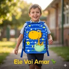 Mochila Dinossauro Infantil Ovo Menino Escolar Impermeável Resistente 4 a 9 Anos