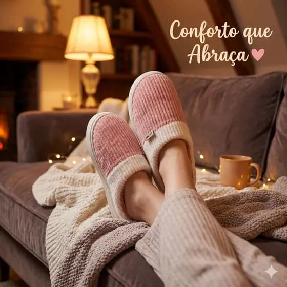 Pantufa Feminina Super Macia e Quentinha Inverno Antiderrapante Confortável Leve para Casa