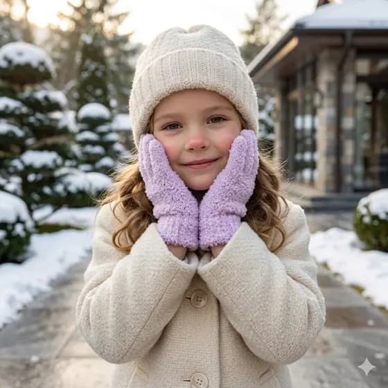 Luva Infantil Inverno Quentinha Tricô Macia Menino Menina