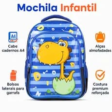 Mochila Infantil Coleção Dinoussauros Mochila Escolar Passeio Para Meninos de até 9 Anos