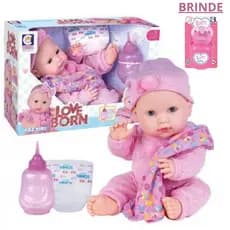 Boneca Love Born abre e fecha o olho com Naninha e Faz Xixi