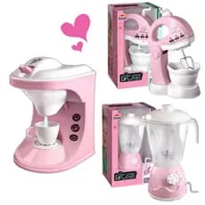 Brinquedo Cafeteira Batedeira e Liquidificador Infantil Rosa Coleção Le Chef