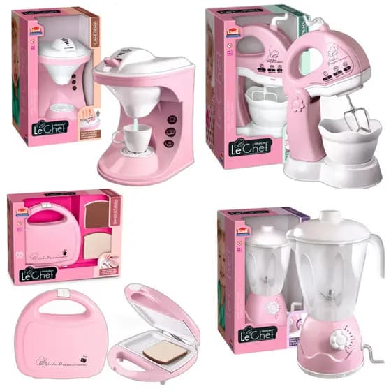 Brinquedo Coleção Liquidificador Batedeira Cafeteira Sanduicheira Torradeira Microondas Rosa Le Chef