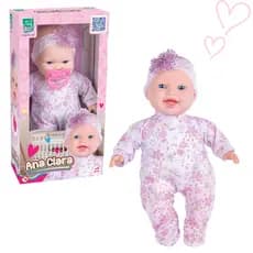 Boneca Bebê Ana Clara 32cm Corpo Macio Com Chupeta Infantil Menina