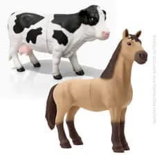 Cavalo e Vaca Brinquedo Em Vinil Farm Joy.co Animais Da Fazenda - Bambola